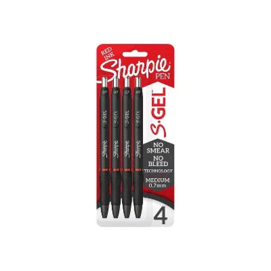 Sharpie S-Gel Retractable Gel Pen Medium Point Red Ink 4/Pack (2169763) image {1}