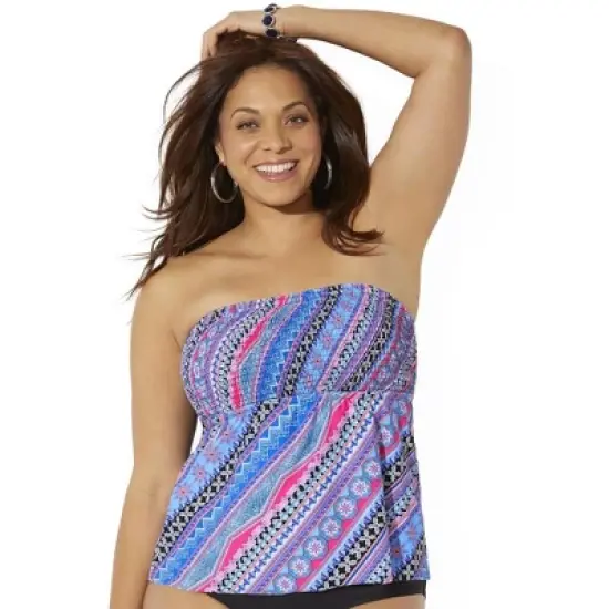 Swimsuits for All Women&rsquo;s Plus Size Smocked Bandeau Tankini Top image {9}