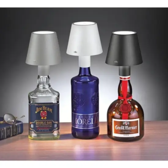 CILIO "Luce" LED Bottle Lamp, black, 5.25" x 4.25" dia. image {2}