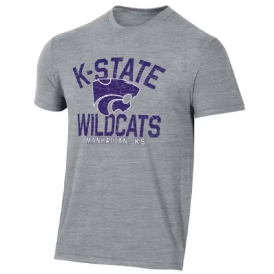 NCAA Kansas State Wildcats Men's Gray Tri-Blend T-Shirt image {2}