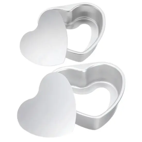 Unique Bargains Aluminum Alloy Removable Bottom Nonstick Heart Shape Novelty Cake Pans 1 Set image {6}