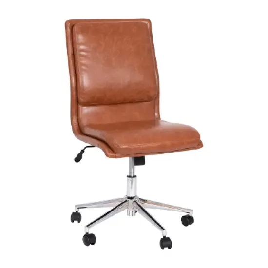 Merrick Lane Mid-Back Armless Home Office Chair with Height Adjustable Swivel Seat and Five Star Chrome Base image {12}