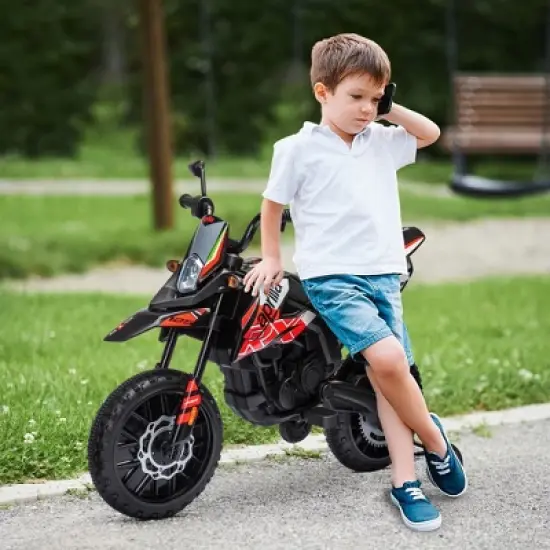 Qaba 12V Kids Motorcycle, Aprilia Licenced Electric Motorcycle for Kids with Training Wheels, Spring Suspension, LED Light, USB, Music image {2}