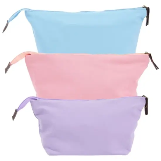 6 Pack Small Cosmetic Canvas Makeup Bags for Women with Zipper, 3 Colors and Designs (8 x 4 x 6 In) image {7}