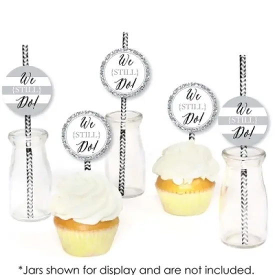 Big Dot of Happiness We Still Do Paper Straw Decor - Wedding Anniversary Party Striped Decorative Straws - Set of 24 image {3}