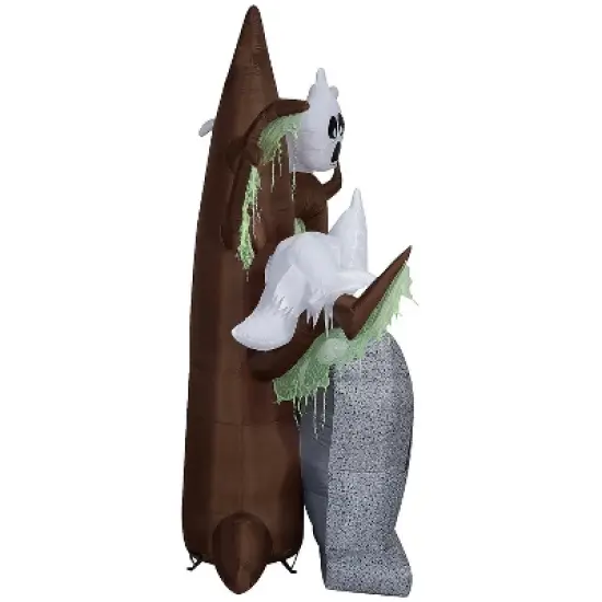 8 Ft. Airblown&reg; Blowup Inflatable Tombstone with Haunted Ghost Tree ShortCircuit&trade; Lightshow Halloween Outdoor Yard Decoration image {1}