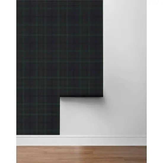 NextWall Dark Blue and Evergreen Tailor Plaid Premium Peel and Stick Wallpaper image {5}