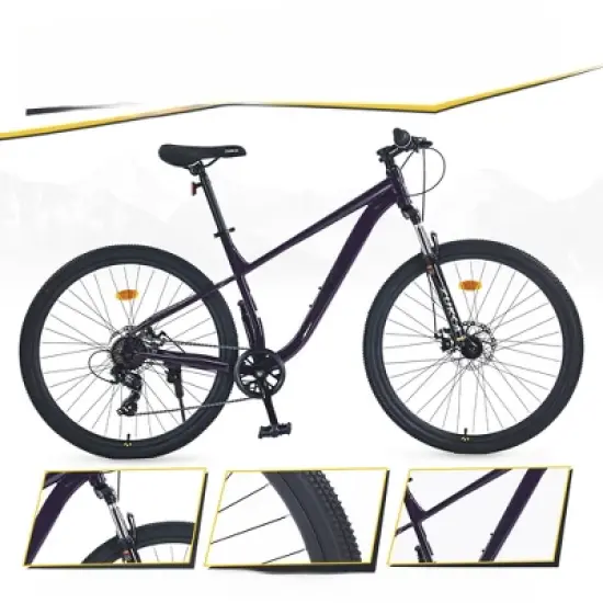 INFURNIC Bicycles, 27.5 Inch Mountain Bike for Men Women Boys and Girls, 21-Speed Mountain Bike, Purple, 68.5"*27.1"*40.55" image {2}