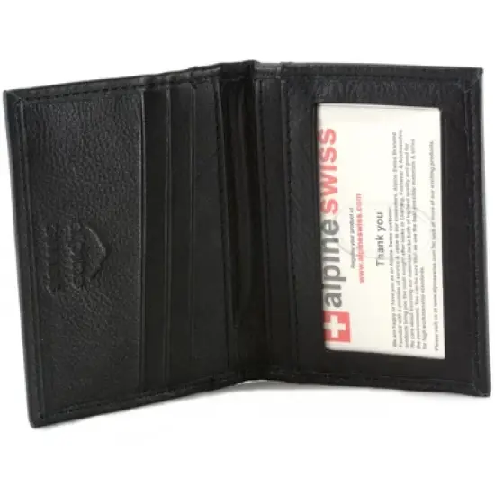 Alpine Swiss Thin Front Pocket Wallet Business Card Case 2 ID Window 6 Card Slot image {5}