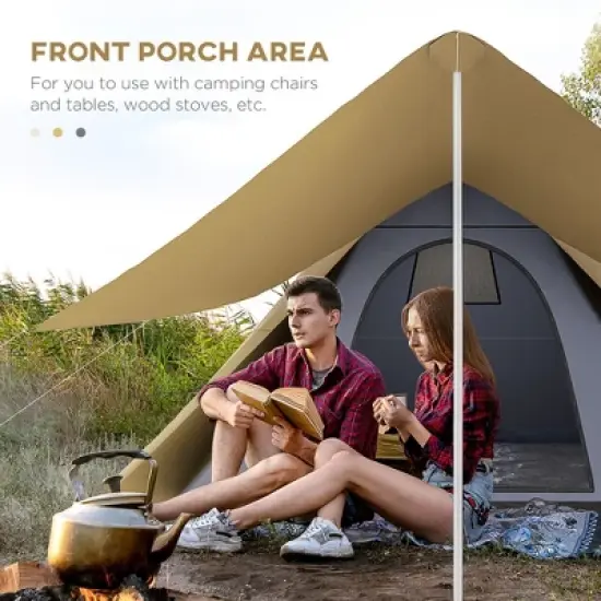 Cesicia 15.4'x15.4'x8.5' Waterproof Camping Tent with Porch Area, Floor and Carry Bag, for 2-3 Person Outdoor Camping image {6}