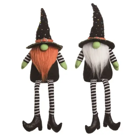 Transpac Plush Halloween Gnome Sitter Set of 2 Decorative Home Decorations for Halloween Polyester image {1}