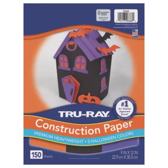 Tru-Ray&reg; Construction Paper, Heavyweight, Halloween Assortment, Black, Orange, Purple, 9" x 12", 150 sheets image {9}