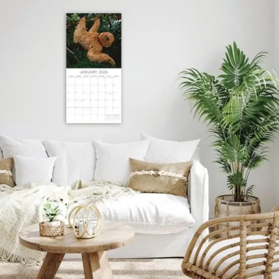 2026 Square Wall Calendar, Sloths, 16-Month Animals Theme with 180 Reminder Stickers (12x12 In) image {1}