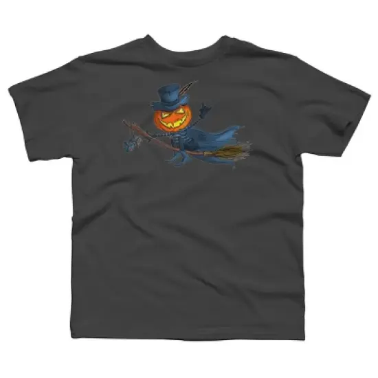 Boy's Design By Humans Halloween flying pumpkin By officegeekshop T-Shirt image {3}