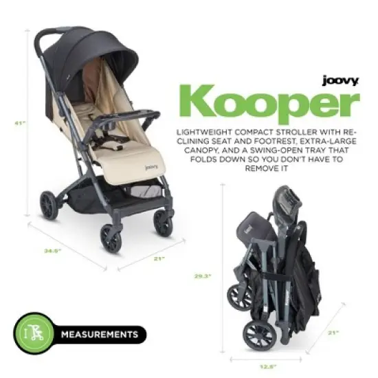 Joovy Kooper Lightweight Compact Single Stroller With Tray, Sand image {3}