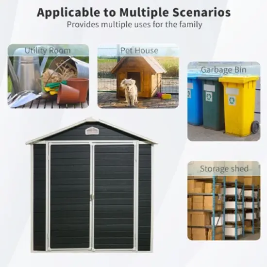 6 ft x 8 ft Resin Outdoor Storage Shed Kit-Perfect to Store Patio Furniture,Black image {6}