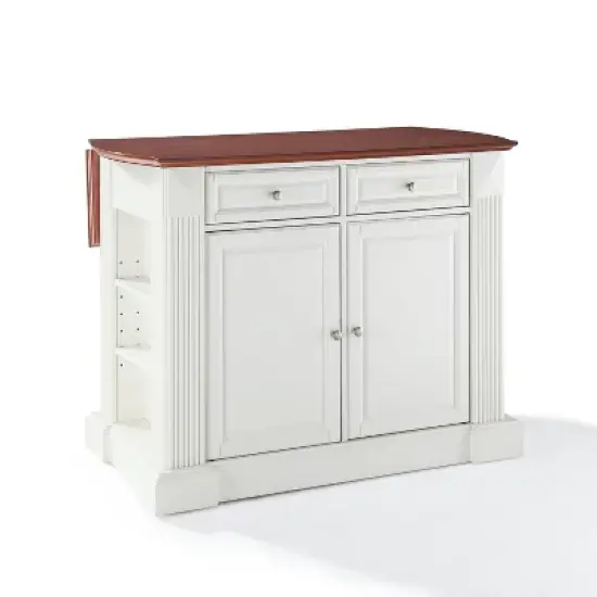 Drop Leaf Breakfast Bar Top Kitchen Island - White - Crosley image {2}