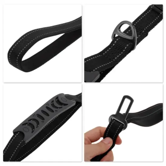 Unique Bargains Dog Car Seatbelt 45.28"-70.08" Shock Absorbing with 2 Padded Handle Metal Carabiner Clip for Medium Large Dogs image {3}