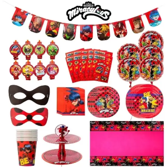 Miraculous Ladybug Party in a Box Kit - Celebration, Birthday Party, Toddlers - Cat Noir - Party Supplies - Officially Licensed (Complete Kit) image {8}