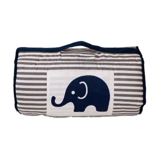 Bacati - Elephants Blue Gray Navy Toddler Nap Mat image {1}