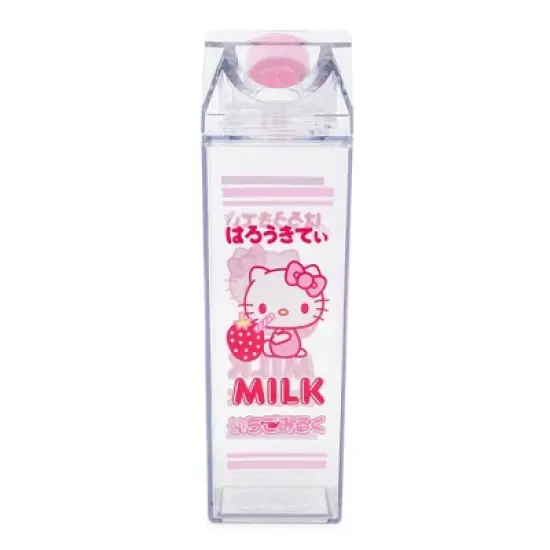 Silver Buffalo Sanrio Hello Kitty Strawberry Plastic Milk Carton Bottle | Holds 16 Ounces image {2}