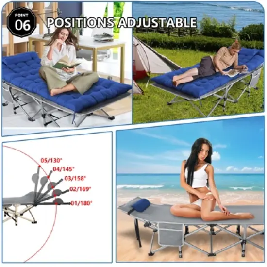 Musment Folding Bed Cot with Pillow, 2 Sided Mattress Heavy Duty Folding Sleeping Cot Guest Bed image {7}