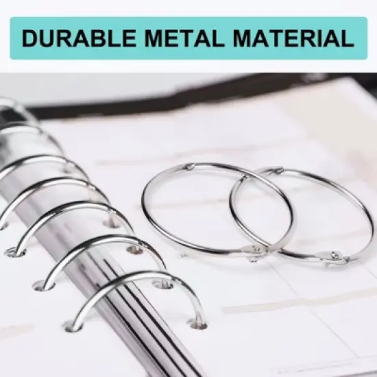 Unique Bargains Metal Loose Leaf Bundle Book Rings Keyrings 2.2" Outside Dia Silver Tone 4 Pcs image {2}