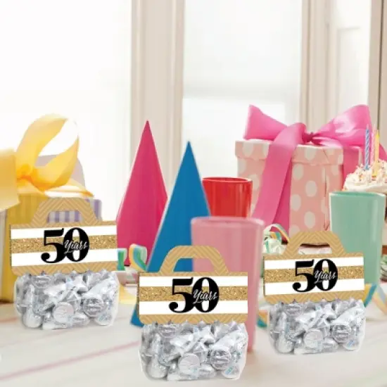 Big Dot of Happiness We Still Do 50th Wedding Anniversary - DIY Anniversary Party Clear Goodie Favor Bag Labels - Candy Bags with Toppers - Set of 24 image {4}