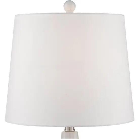 360 Lighting Jane Modern Table Lamps 25" High Set of 2 White Ceramic Fabric Drum Shade for Bedroom Living Room House Bedside Nightstand Office Family image {3}