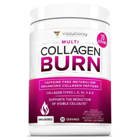 Multi Collagen Burn Powder, Hydrolyzed Collagen Peptides Powder with Types I II III V X for Weight Loss Support, Vitauthority, Unflavored image {6}