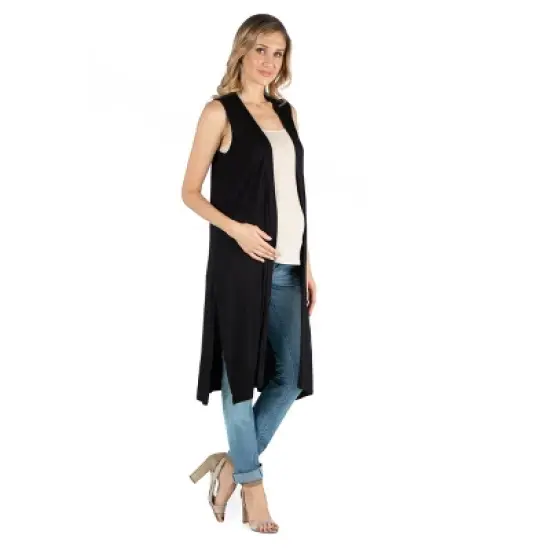 Sleeveless Long Maternity Cardigan image {1}