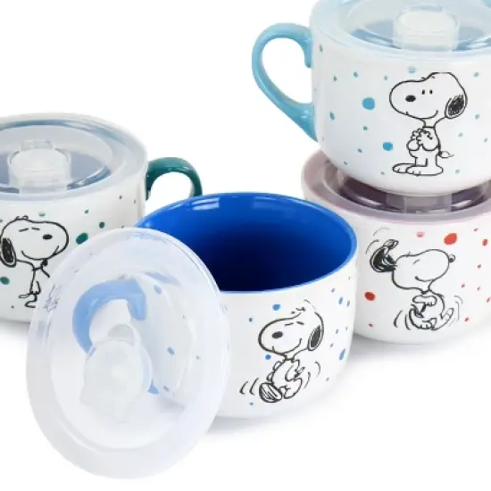 Peanuts Freckled Joy 25oz Stoneware 4 Piece Soup Cup and Lid Set in Assorted Designs image {5}
