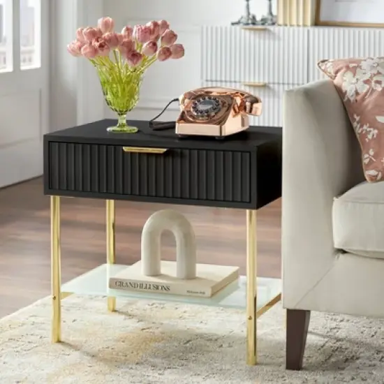 Valen Channel Front End Table with Drawer - Lifestorey image {1}