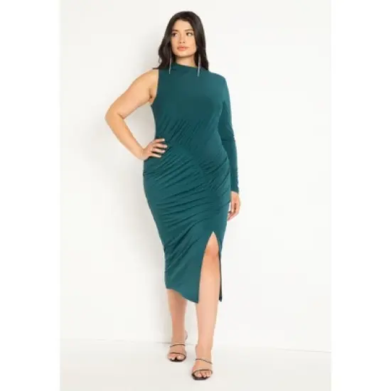 ELOQUII Women&rsquo;s Plus Size One Shoulder Dress With Slit image {1}