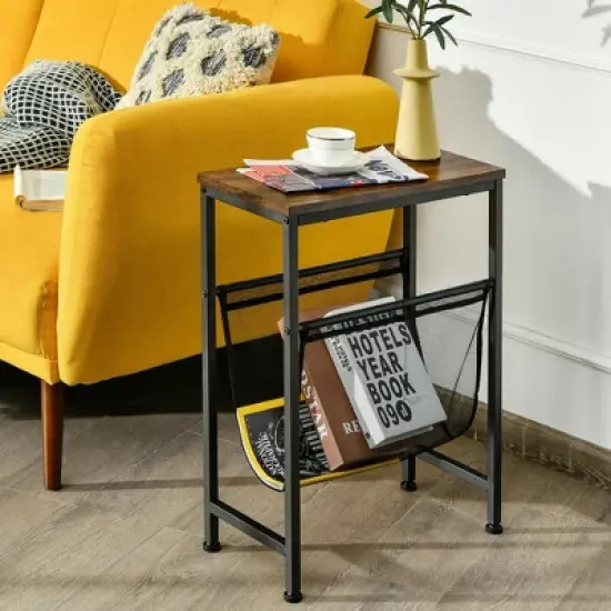 Costway Narrow End Table Magazine Holder Sling Industrial Accent Console Table image {2}