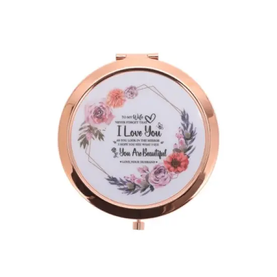 Unique Bargains Compact Makeup Mirror Rose Gold Tone 1 Pc image {5}