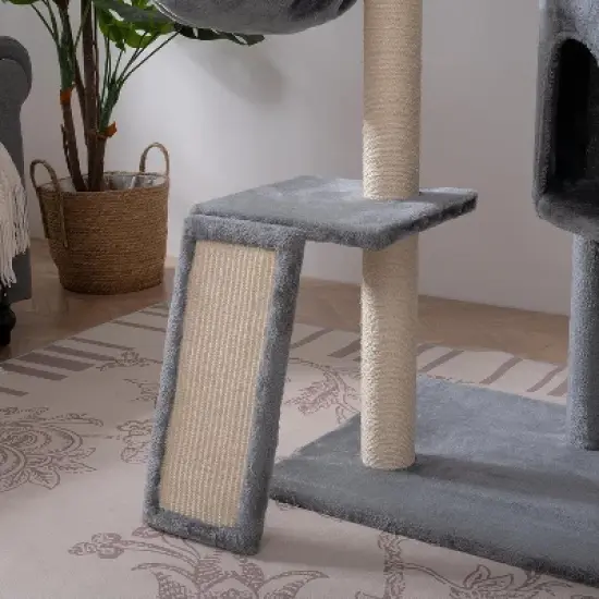 Cat Tree, 105 Inches Cat Tower for Indoor Cats, Multi-Level Cat Condo with 3 Perches, 2 Caves, Basket and Scratching Board for Kittens Pet House Play image {7}