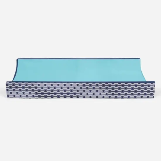 Bacati - Liam Solid Aqua/Navy Quilted Changing Pad Cover image {5}