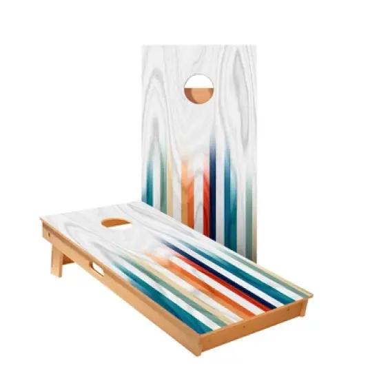 Skips Garage Multi Faded Stripes Cornhole Boards - ACA Star Series image {1}
