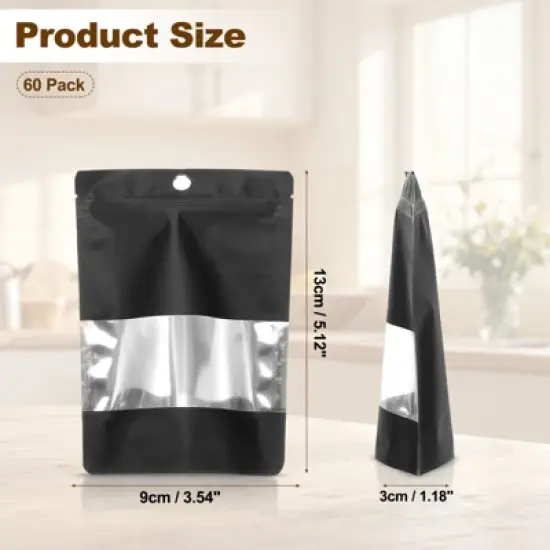 Unique Bargains Matte Metallic Aluminum Foil Zip Closure Food Storage Containers 60 Pcs image {1}