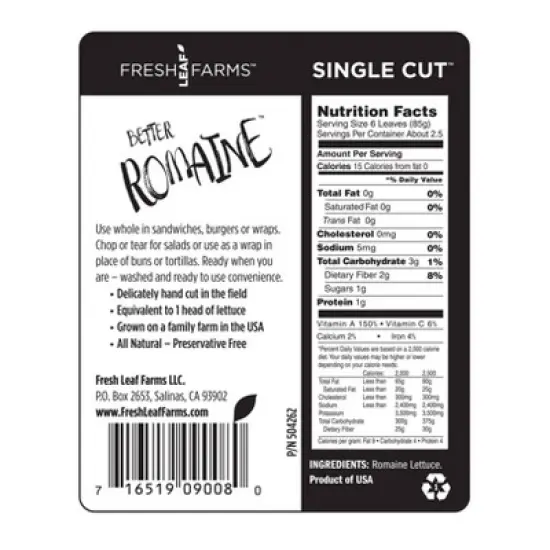 Single Cut Romaine Lettuce - 7oz image {3}