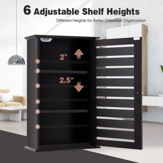 Tangkula Wall Mount Medicine Cabinet Multifunction Bathroom Storage Organizer Espresso image {4}