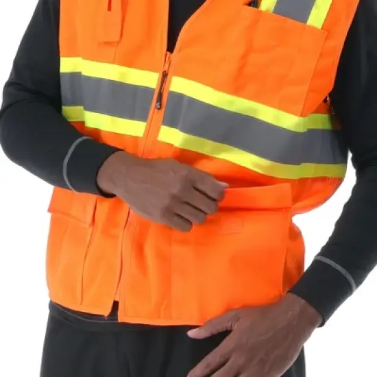 RefrigiWear Hi Vis Safety Orange Work Vest image {4}