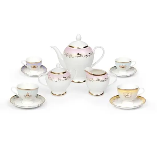 Ukonic Disney Princess 13-Piece Ceramic Tea Set | Ariel, Cinderella, Jasmine, Belle image {7}