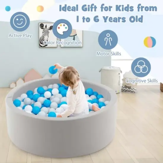 Costway 35.5" x 12" Soft Round Ball Pool for Toddlers & Baby with 200 Ocean Balls image {4}