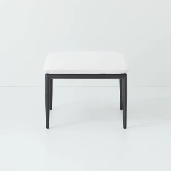Cushioned Metal Outdoor Ottoman - Cream/Black - Hearth & Hand&trade; with Magnolia image {2}