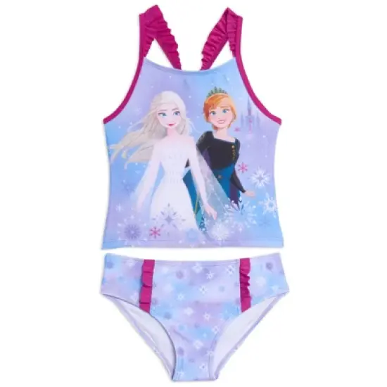Disney Princess Anna Elsa Girls Tankini Top and Bikini Bottom Swim Set Toddler to Little Kid image {8}