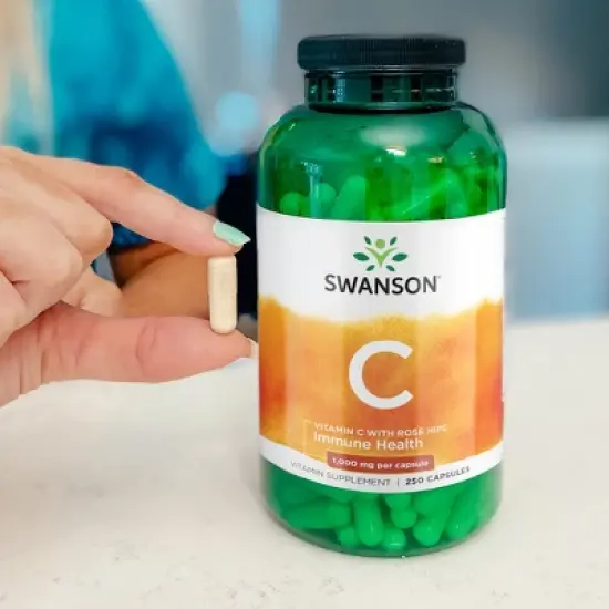 Swanson Vitamin C with Rose Hips, Provides Antioxidant Support & Promotes Immune System Health, 1,000 mg image {2}