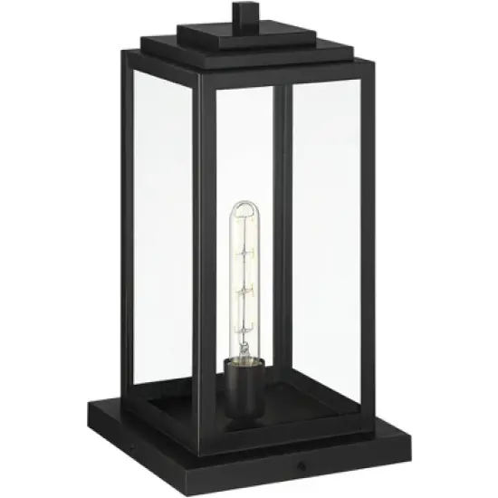 John Timberland Modern Outdoor Pier Mount Light Matte Black 17" Clear Glass Shade for Post Exterior Barn Deck House Porch Yard image {3}
