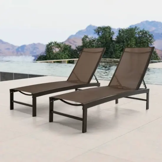 2pk Adjustable Aluminum Outdoor Chaise Lounges - Weather-Resistant, Easy-Care Patio Furniture - Crestlive Products: Rust-Resistant, Spot Clean image {9}